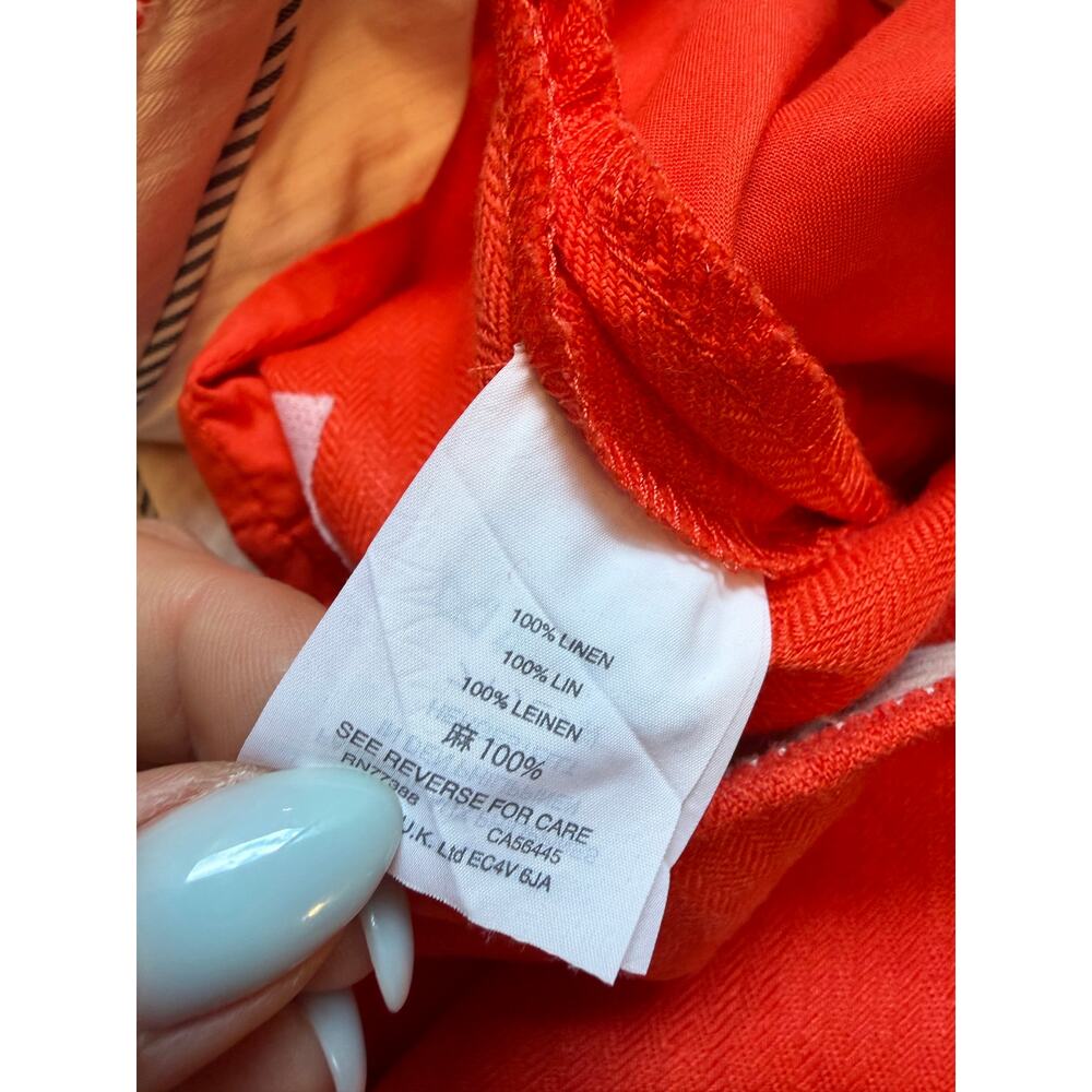 J.Crew Womens Size 10 Orange 100% Linen Wide Leg Crop Pants Culottes Coastal - Picture 5 of 11